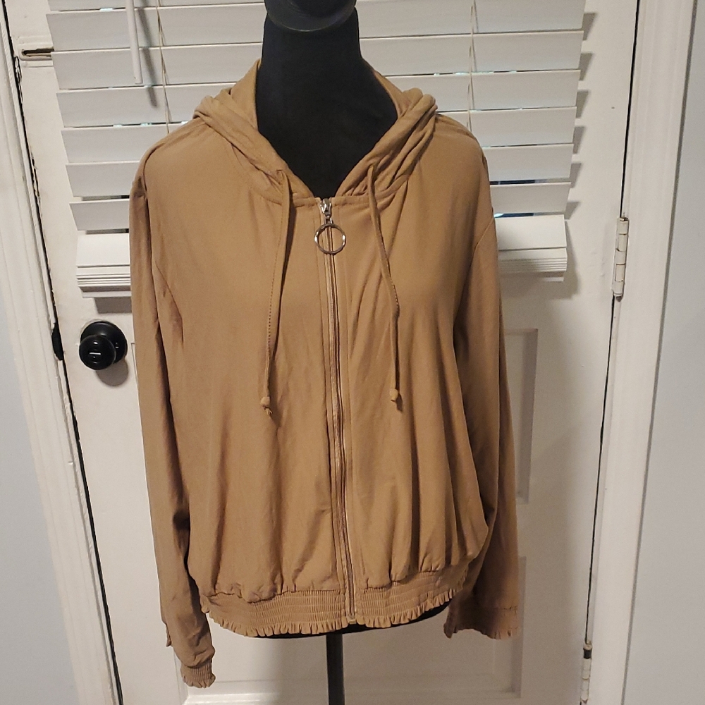 Feathers Tan Light Jacket with Hood